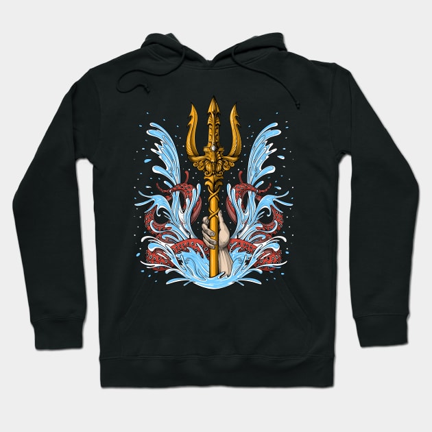 Greek Mythology God Poseidon Trident Hoodie by underheaven